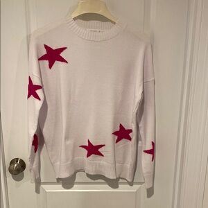 White Sweater with Pink Stars